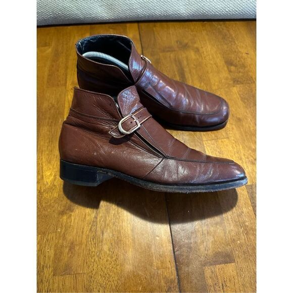 Vintage Florsheim Imperial Dress Boot Mens Sz 7.5D Buckle Slip On Ankle Leather - Picture 1 of 8